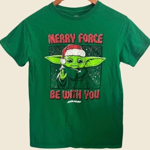 STAR WARS Christmas The Mandalorian Grogu Merry Force Be With You Size S - Picture 1 of 4